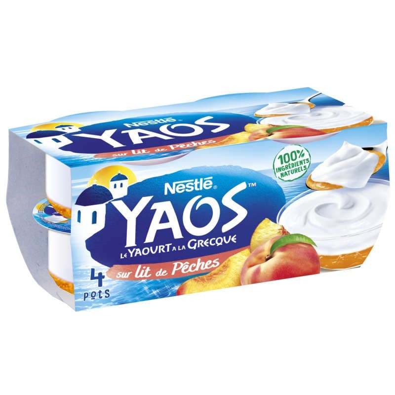 Yaos Yaourt à la Grecque lit pêche 4x125g
