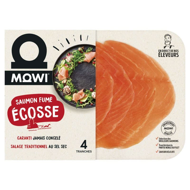 Mowi Saumon Fumé d'Ecosse Prestige x4 Cœurs de Tranches 120g