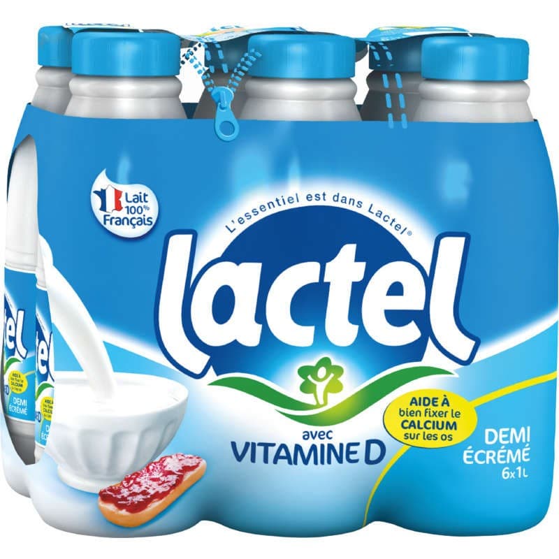 Lactel Lait Vitaminé Demi-Écrémé 6x1L