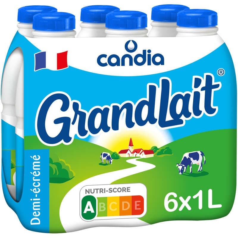 Candia Grandlait - Lait Demi-écrémé - Le pack 6x1L