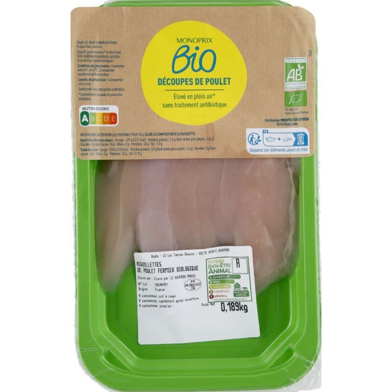 Monoprix Bio Origines Aiguillettes De Poulet 230g