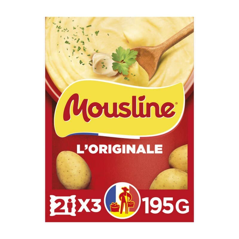 Mousline Purée Nature de Pommes de Terre Françaises Sachet x3 - 195g