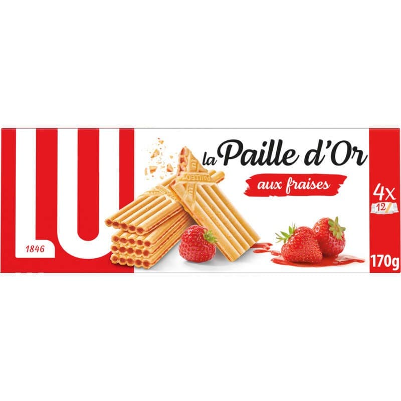 Lu La Paille d'Or Biscuits Gaufrettes Fraises et Fraises des Bois 170g