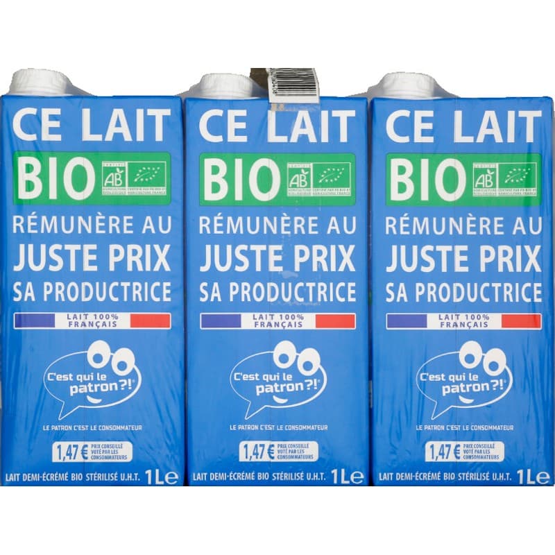 C'Est Qui Le Patron ?! Lait Demi-Écrémé Brique Bio 6x1L