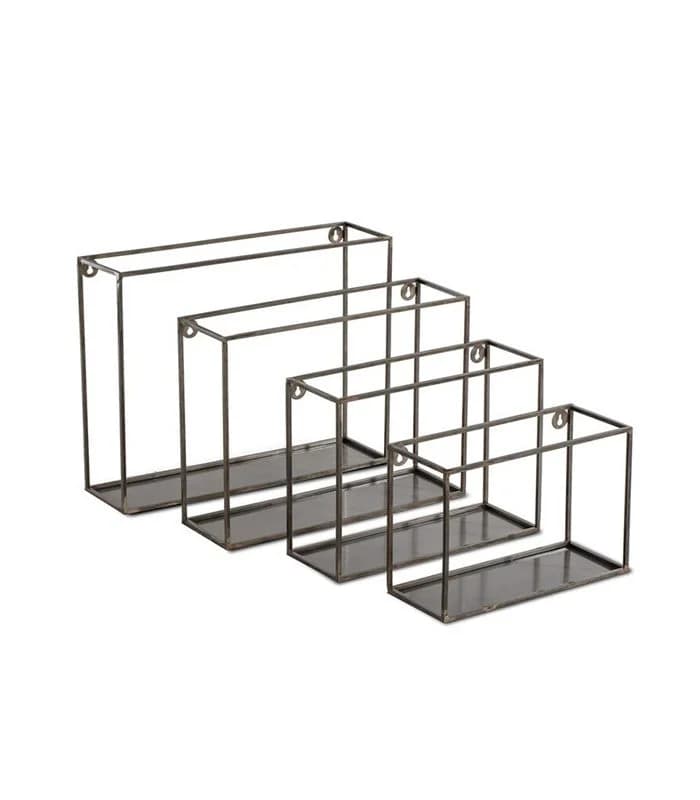 Etagère murale carrée en métal – set de 4 pièces