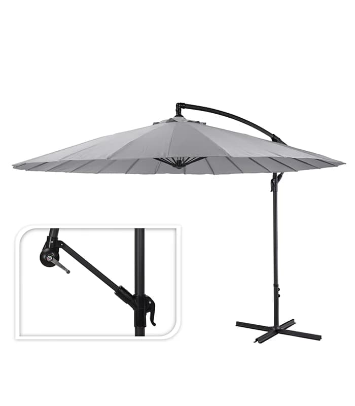 Parasol De Jardin Shanghai Déporté 300 Cm Gris Clair