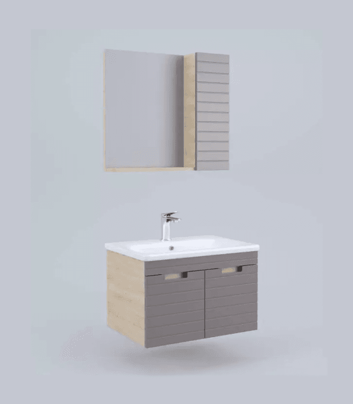 Meuble de salle de bains 65 cm café au lait mat vega