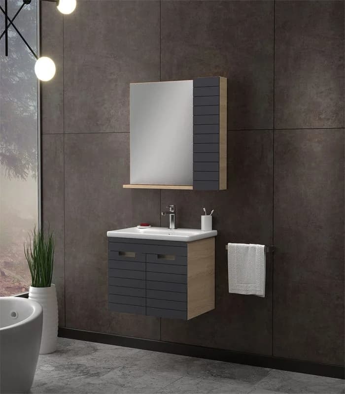 Meuble de salle de bains 65 x 45,5 x 49 cm gris anthracite mat vega