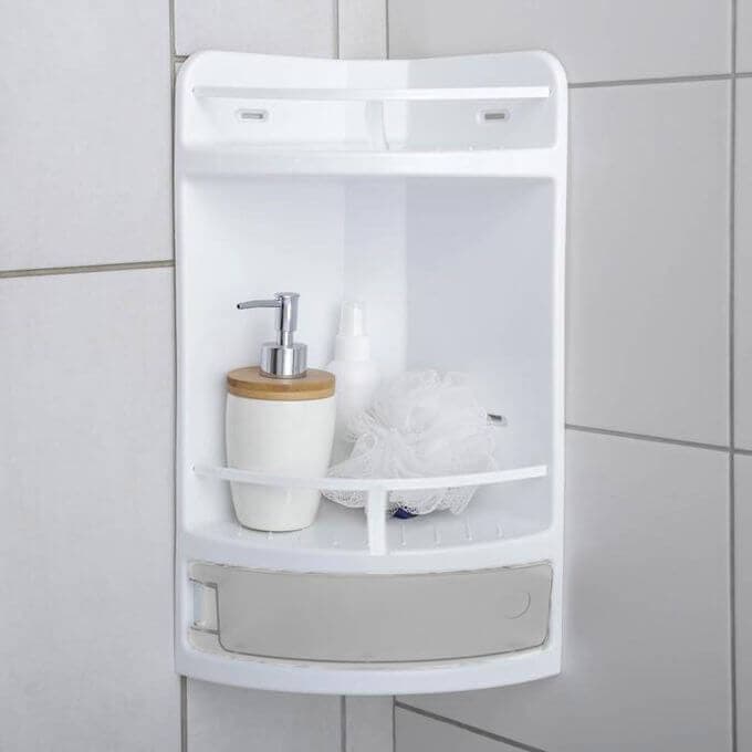 Coin étagère de salle de bain avec tiroir