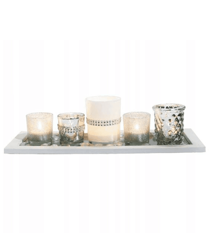 Porte-Bougie Pour Noël Sur Plateau – Lot De 6 Pièces