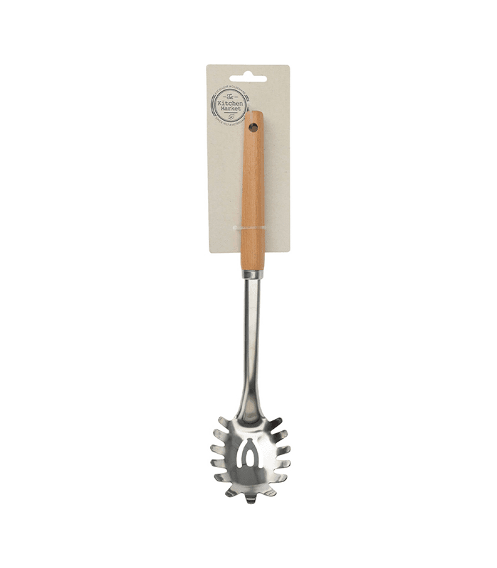 Cuillère à spaghetti en acier inoxydable avec manche en bois 32cm