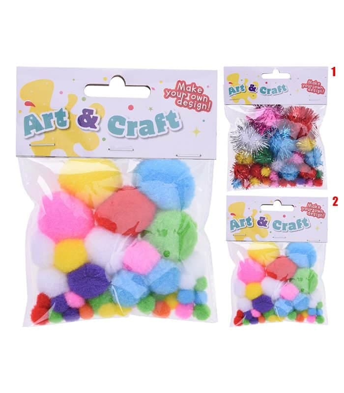 Pompons Colorés Pour Le Bricolage – Lot De 44 Pièces