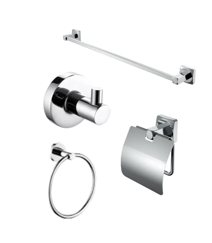 Kit d'accessoires de salle de bain 4 pièces chromé