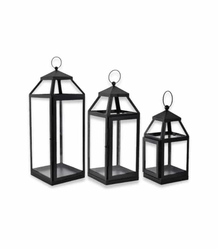 Set de 3 lanternes Noir transparent
