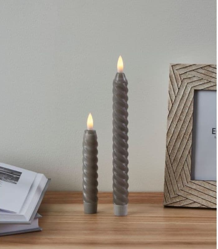 Set de 2 bougies LED gris 15×2,3 cm