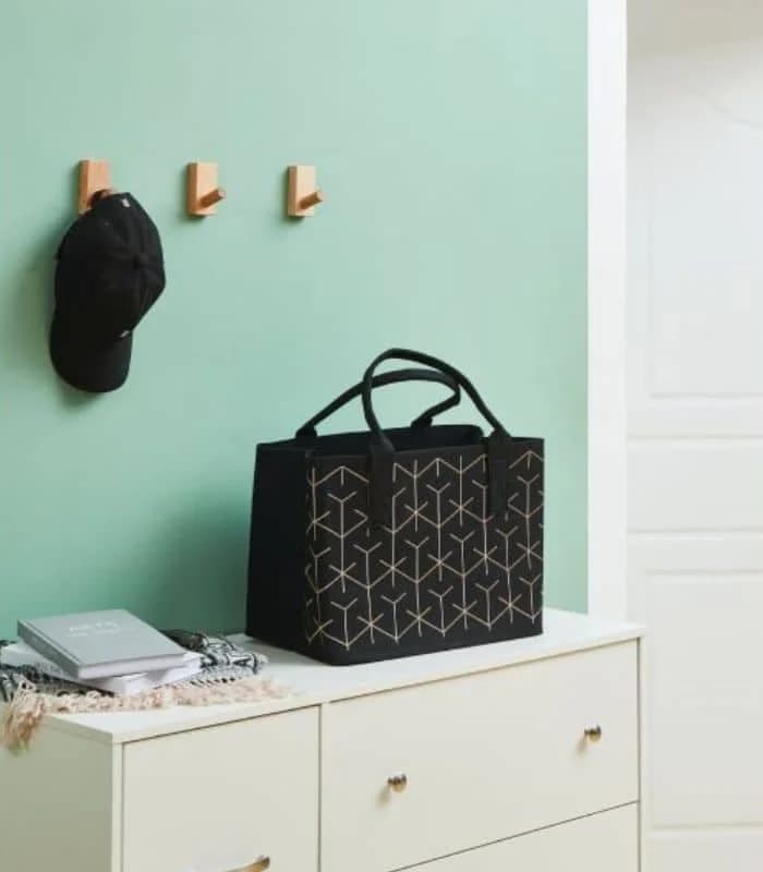 Sac tomisato 40x26x30 cm Noir motif des lignes blanches