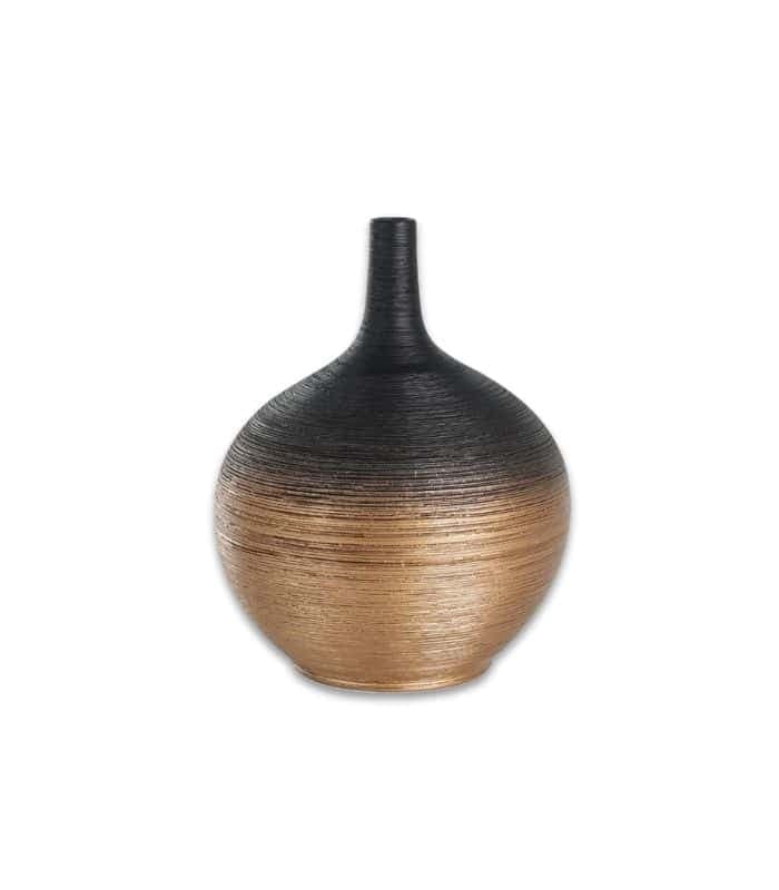 Vase en céramique Noir/doré 23,5 x18 cm