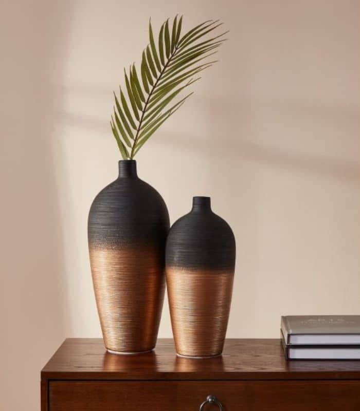 Vase en céramique Noir/doré 35,5×15 cm