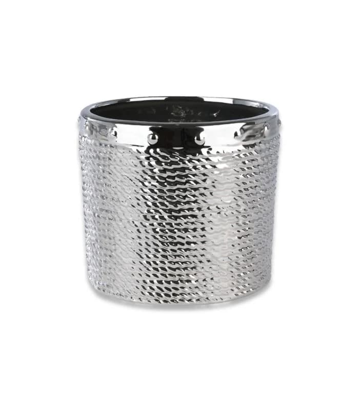 Pot en céramique argent 14,5×17 cm