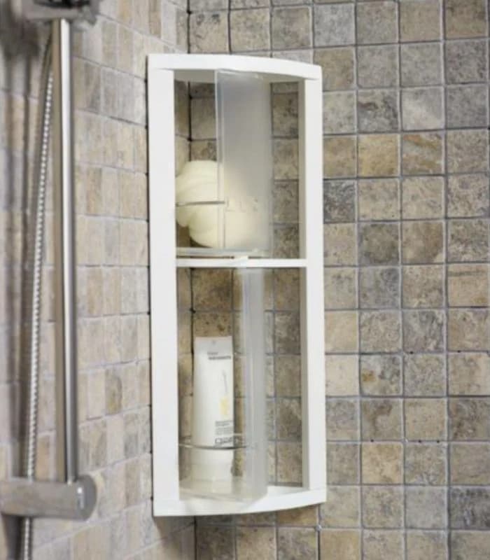 Étagère De Rangement D’Angle Pour Salle De Bain À 2 Niveaux En Plastique Transparent