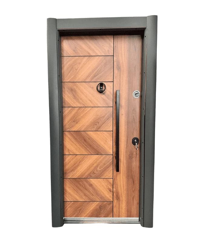 Porte blindée droite 2 acier + MDF 10 mm 110 x 210 x 25 cm