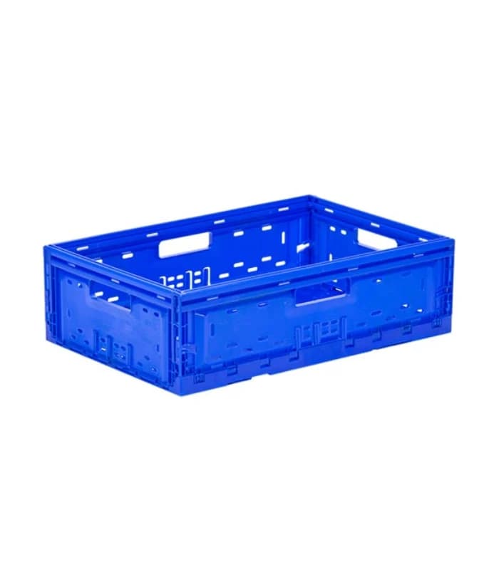 Caisse Pliable En Plastique Perforée 400X600X157Mm Bleu