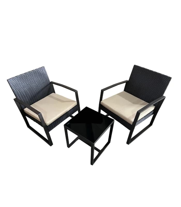 Set De Jardin En Métal Plastique Marron 3 Pièces