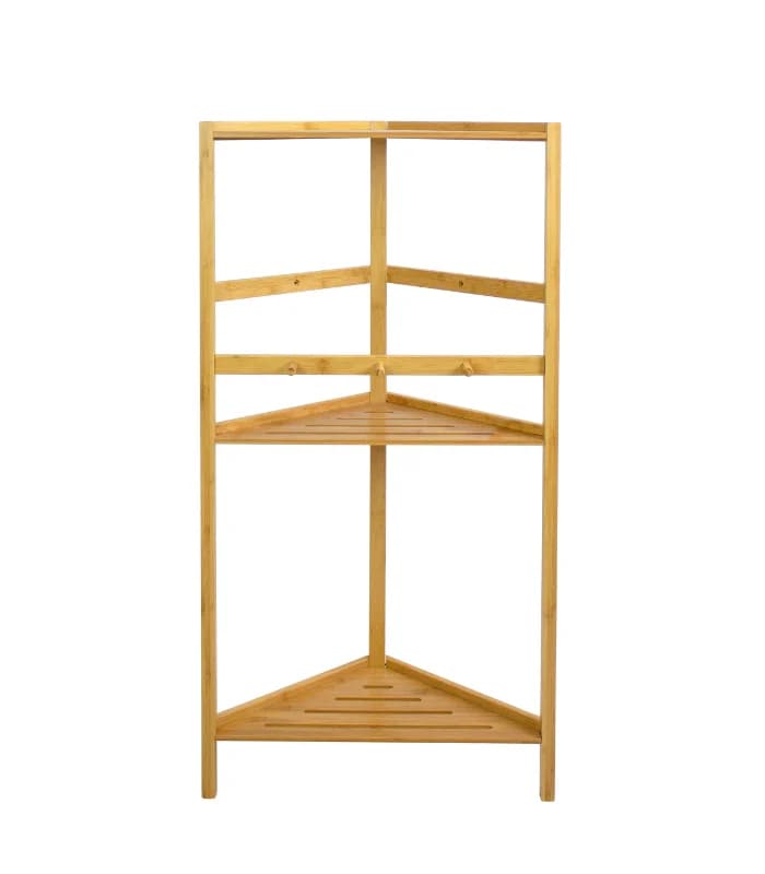 Étagère D’Angle 3 Niveaux En Bambou 45,6 X 24,5 X 90 Cm