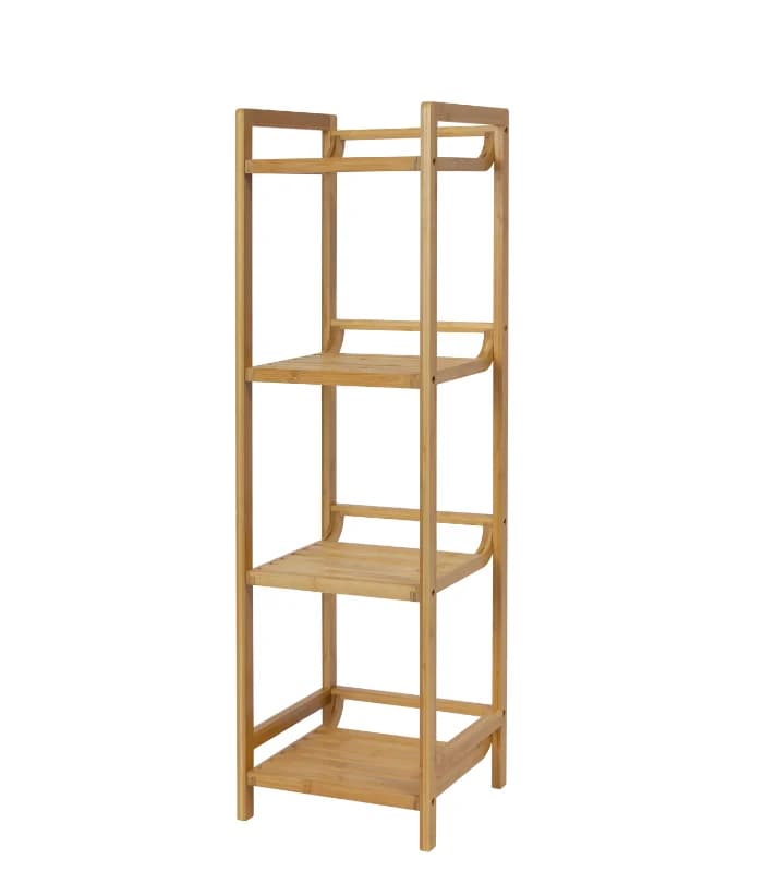Étagère De 4 Niveaux En Bambou 30 X 30 X 104 Cm