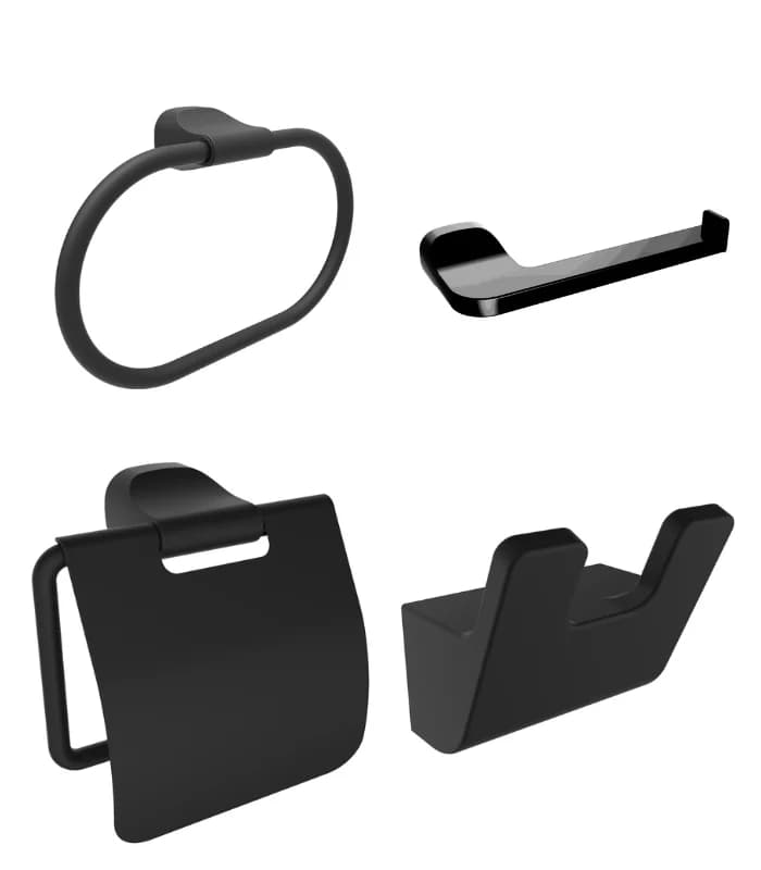 Kit accessoires de salle de bain 4 pièces noir