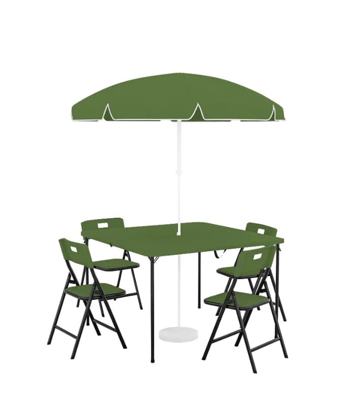 Set table nova+ 4 chaises + parasol olive