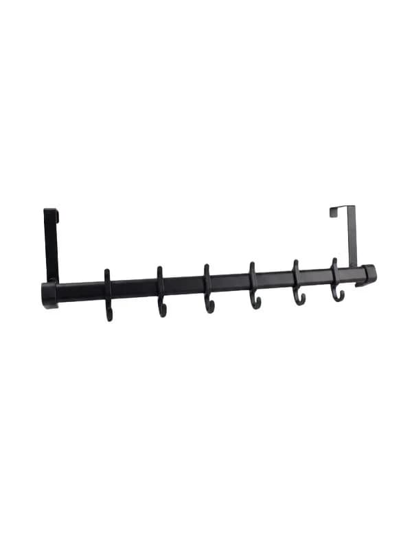 Patère pour porte à 6 crochets noir