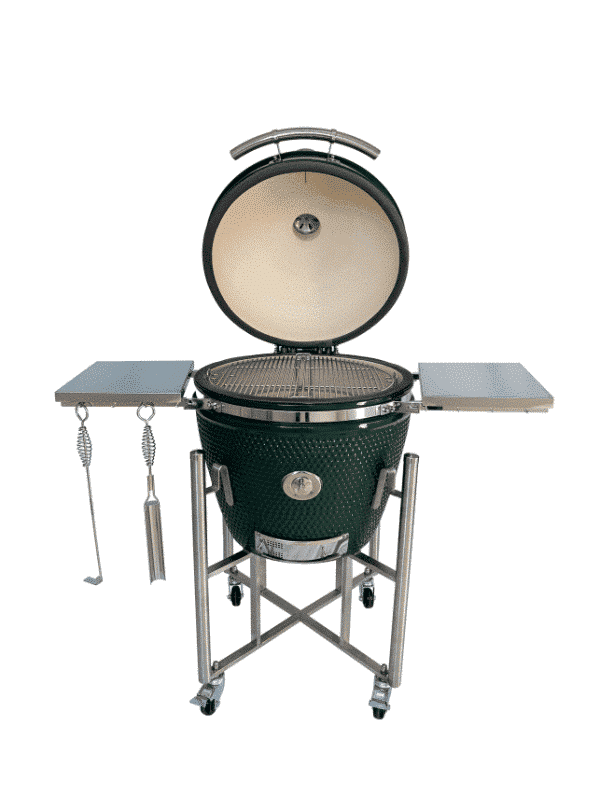 Barbecue Kamado bol en céramique 66cm couleur vert avec support sur roues