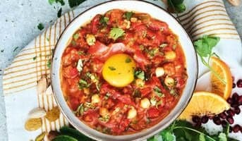 Chakchouka tomates, poivrons, pois chiches