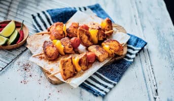 4 brochettes de poulet marinées Tex-Mex