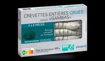 Crevettes tropicales crues "Gambas" 6-8 p. ASC