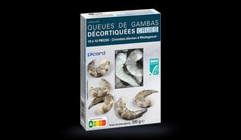 Queues de gambas crues décortiquées crues ASC