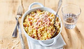 Gratin de coquillettes au jambon et à l'emmental
