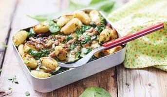 Gratin de gnocchi aux épinards et au bacon bio