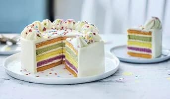 Rainbow cake, gâteau arc-en-ciel, 6 parts