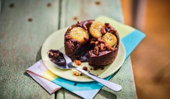 Moelleux banane, chocolat, pécan