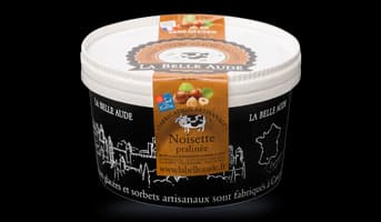 Crème glacée noisette pralinée, La Belle Aude