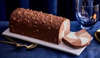 Bûche glacée 3 chocolats, façon rocher, 8 parts