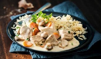 Blanquette de veau à la crème d'Isigny et riz