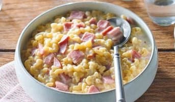 Coquillettes façon risotto, jambon fumé