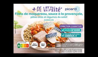 Filets de maquereau, pâtes orzo, légumes du soleil