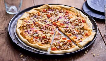 Tarte fine boeuf, cheddar
