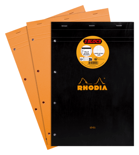 3 Blocs de Feuilles Perforées Rhodia