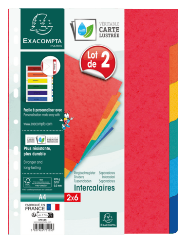 Lot de 2 Intercalaires 6 Positions Exacompta 21x29,7cm