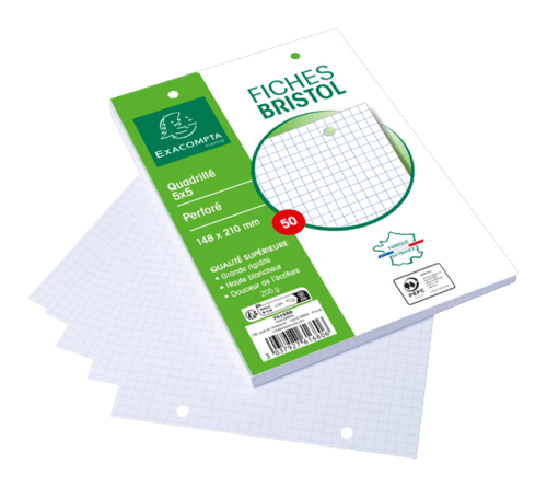 50 Fiches Bristol Perforées Exacompta